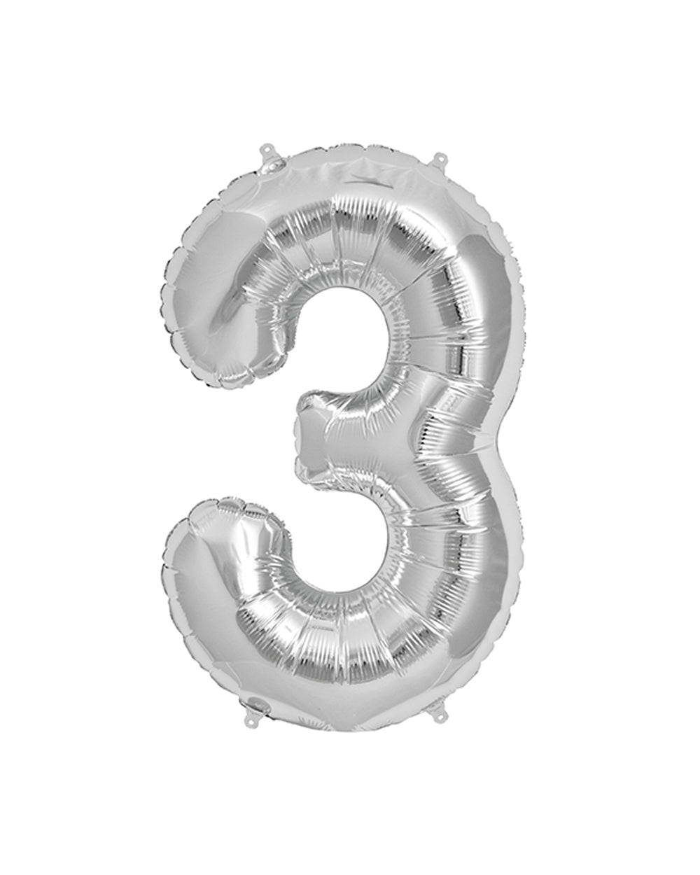 Ballunar Number 3 Silver Foil Balloon 65cm, Silver Number Balloon, Foil Balloon, Birthday Balloon, Party Decoration, Celebration Balloon