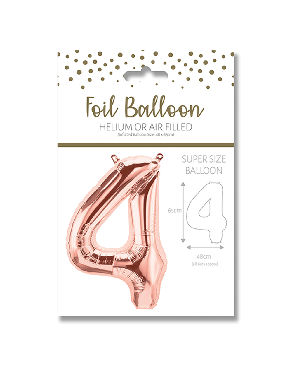 Ballunar Number 4 Gore Gold Foil Balloon 65cm, Gold Number Balloon, Foil Balloon, Birthday Balloon, Party Decoration