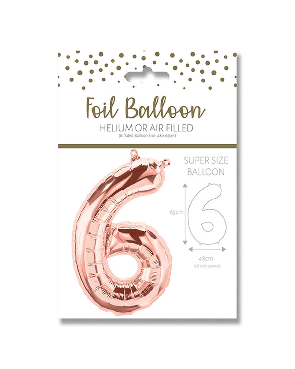 Ballunar Number 6 Gore Gold Foil Balloon 65cm, Gold Number Balloon, Foil Balloon, Birthday Balloon, Party Decoration, Celebration Balloon