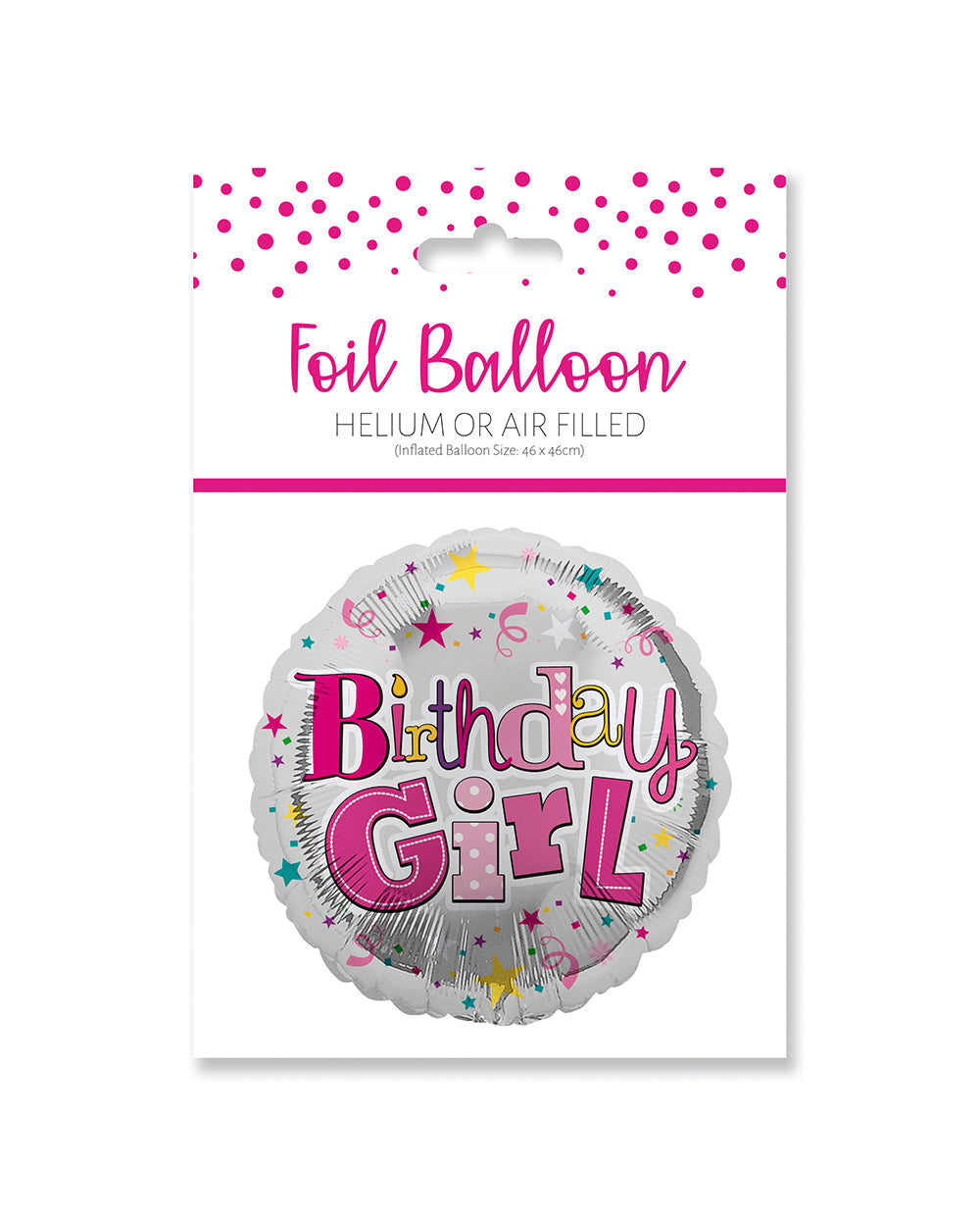Ballunar Birthday Girl Foil Balloon 45.7cm, Birthday Balloon, Foil Balloon, Girl's Birthday Balloon, Party Decoration, Celebration Balloon