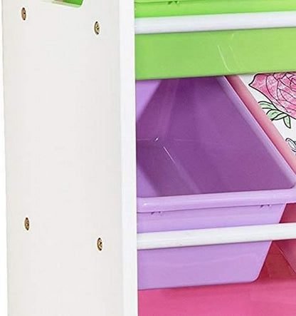 Homesmiths 4-Tier Kids' Toy Storage Organizer with Pastel Bins, White Frame – Perfect for Home, Play Schools, and Kindergarten (D39.8cm x W85.5cm x H88.3cm)