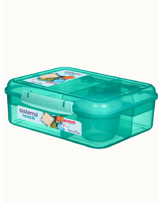 Sistema Bento Lunch Box, Food Storage, Microwave Safe, Eco-Friendly, Compact Design  1.65L Assorted colors, 1 Piece