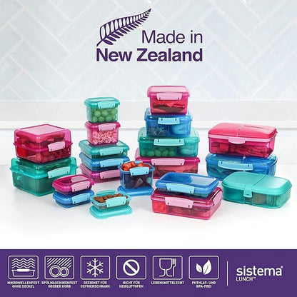 Sistema Rectangular Lunch Box, Leak-Proof, Durable, Reusable, Food Storage, Coloured, Pack Of 3 - 200ml