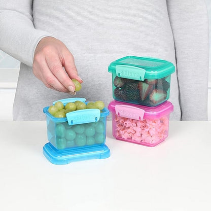 Sistema Rectangular Lunch Box, Leak-Proof, Reusable, Durable, Food Storage, Microwave Safe, Coloured, Pack of 3, 400ml