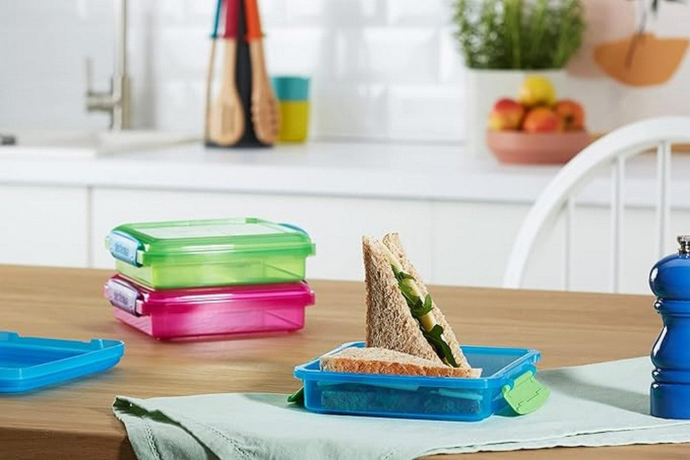 Sistema Sandwich Container, Food Storage, Durable, Compact, Lunch Containers, Stackable, Microwave Safe, 3 Pack -  450ml