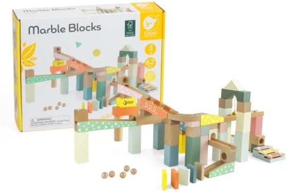 Classic World Wooden Marble Maze Blocks it’s a wooden marble run construction set for toddlers