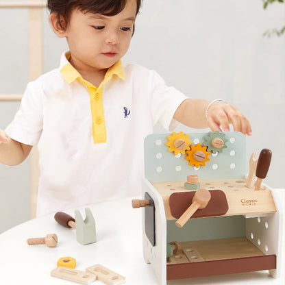 Classic World Mini Workbench | Wooden Mini Workbench for Kids | Wooden Play Tools and Workbench for Boys and Girls 3 Years + | Encourages Fine Motor Skills and Imaginative Play