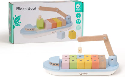 Classic World Magnetic Game Cargo Ship 13 Pieces Wooden Boat Block Boat for Children