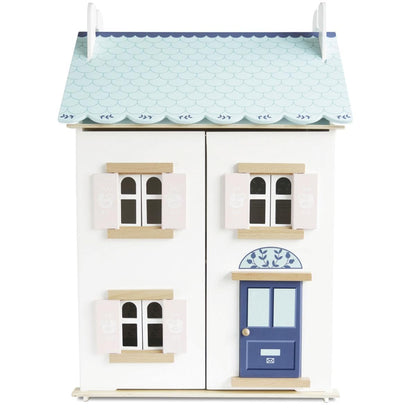 Le Toy Van Blue Belle Wooden Doll House | Girls & Boys 3 Storey Wooden Dolls House Play Set - Suitable for Ages 3+, H125