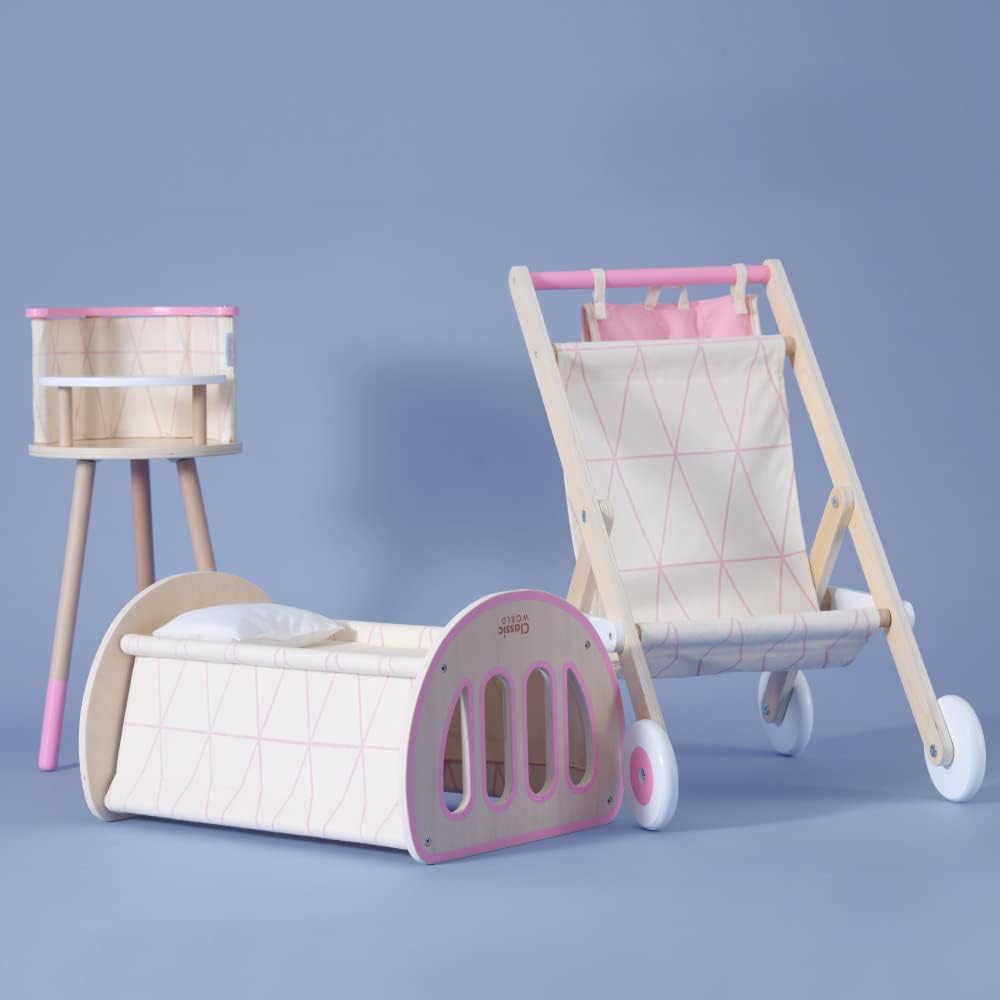 Classic World Modern Wooden High Chair, it’s an adjustable high chair for babies and toddlers, nursery furniture