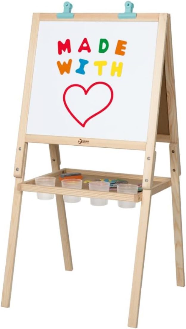 classic world 5 in 1 blackboard, educational toys for toddlers, art easel for kids