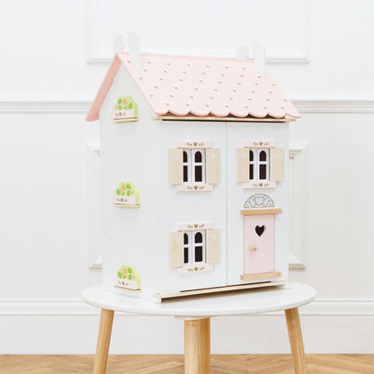 Le Toy Van Rose Heart Wooden Doll House | Girls & Boys 3 Storey Wooden Dolls House Play Set - Suitable for Ages 3+