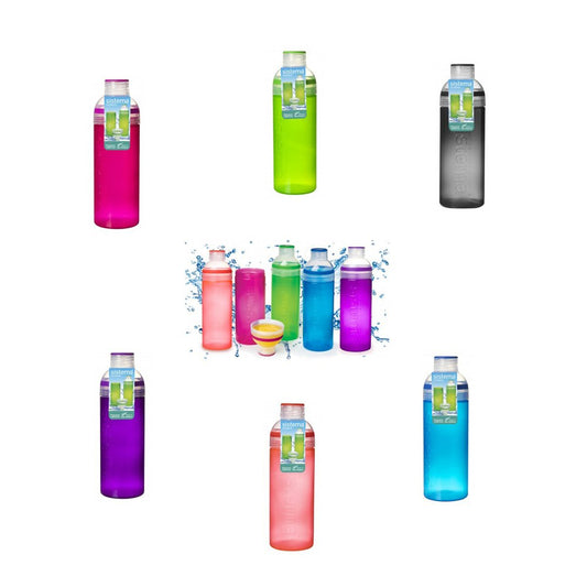 Sistema Hydrate Trio Bottle Durable, Lightweight Water Bottle, Portable, Easy Clean, Assorted Colors, 700ml