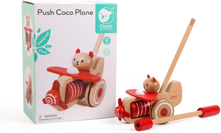 Classic World Push & Go Coco Plane, airplane toys for toddlers, learning toys for toddlers