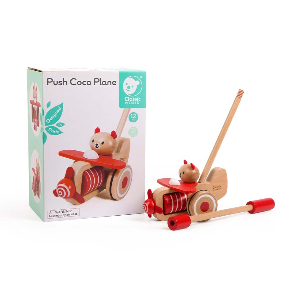 Classic World Push & Go Coco Plane, airplane toys for toddlers, learning toys for toddlers