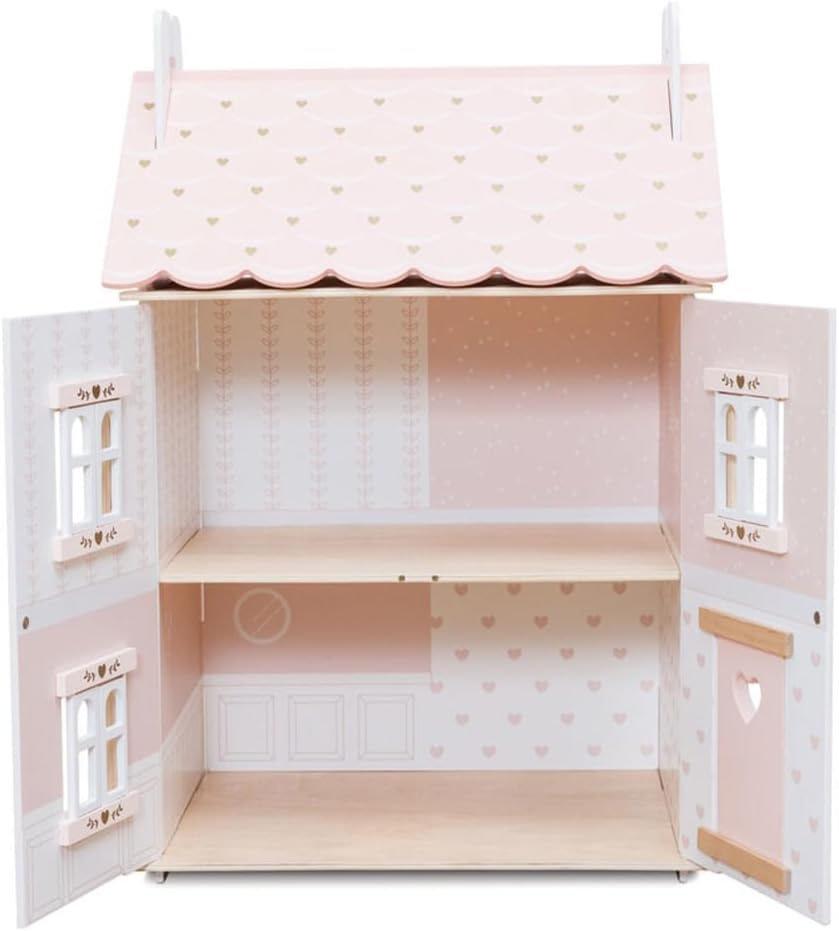 Le Toy Van Rose Heart Wooden Doll House | Girls & Boys 3 Storey Wooden Dolls House Play Set - Suitable for Ages 3+