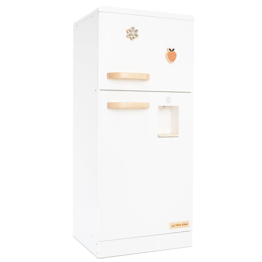 Le Toy Van – Wooden Stand Alone Fridge Freezer Set | Grand Free Standing Refrigerator & Freezer with Accessories Pretend Play Set – suitable for 36+ months