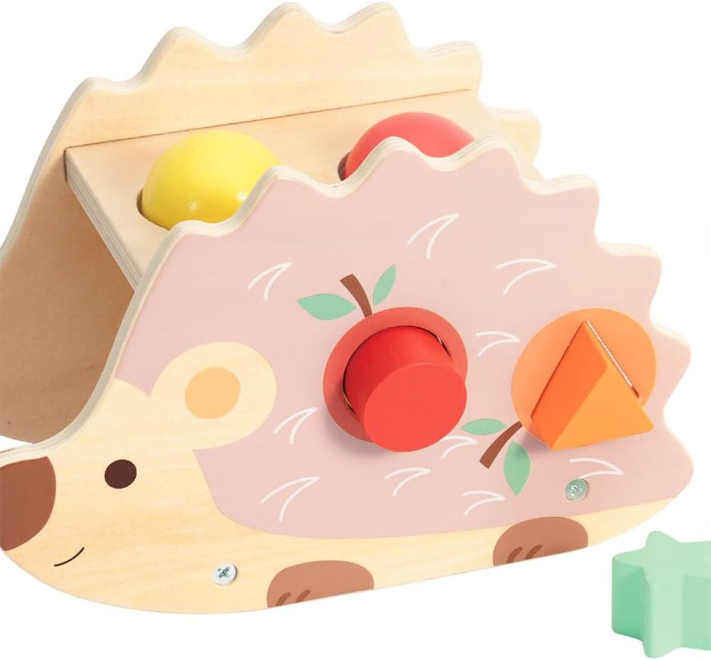 Classic World Hedgehog Wooden Pounding Bench | Educational Musical Toy for 10 Months + | Kids Educational Musical Toys | Shape Sorting and Early Development Toy for Kids