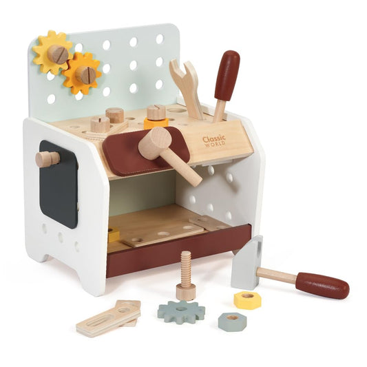 Classic World Mini Workbench | Wooden Mini Workbench for Kids | Wooden Play Tools and Workbench for Boys and Girls 3 Years + | Encourages Fine Motor Skills and Imaginative Play