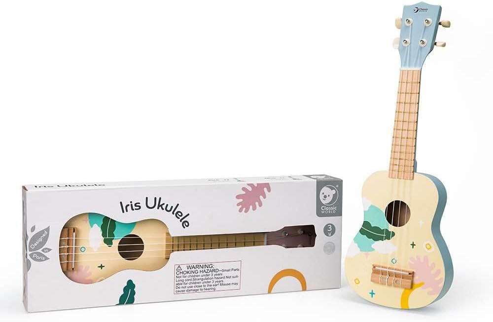 Classic World Iris Ukulele Make Music Fun toy ukulele with pink color and educational toys for toddlers