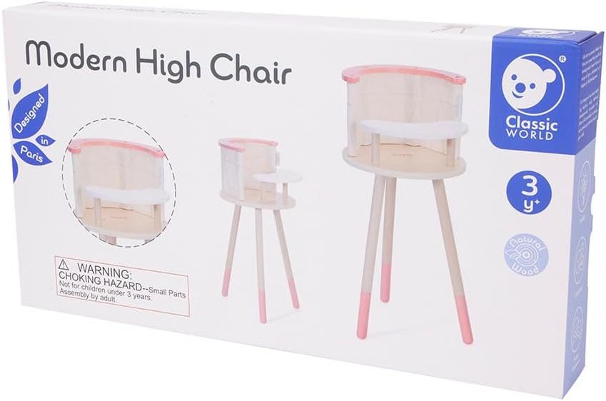 Classic World Modern Wooden High Chair, it’s an adjustable high chair for babies and toddlers, nursery furniture