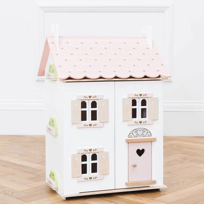 Le Toy Van Rose Heart Wooden Doll House | Girls & Boys 3 Storey Wooden Dolls House Play Set - Suitable for Ages 3+