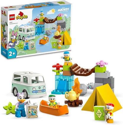 LEGO 10997 DUPLO Disney Mickey and Friends Camping Adventure Set with Campervan Car Toy, Canoe and Daisy Duck Figure, Gift for 2 + Years Old Toddlers, Girls, Boys