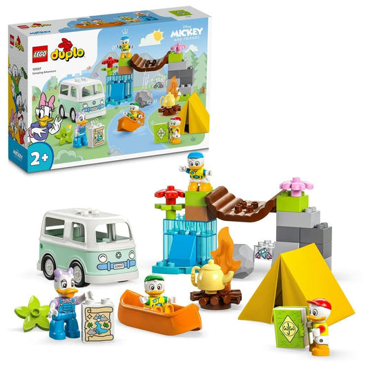 LEGO 10997 DUPLO Disney Mickey and Friends Camping Adventure Set with Campervan Car Toy, Canoe and Daisy Duck Figure, Gift for 2 + Years Old Toddlers, Girls, Boys