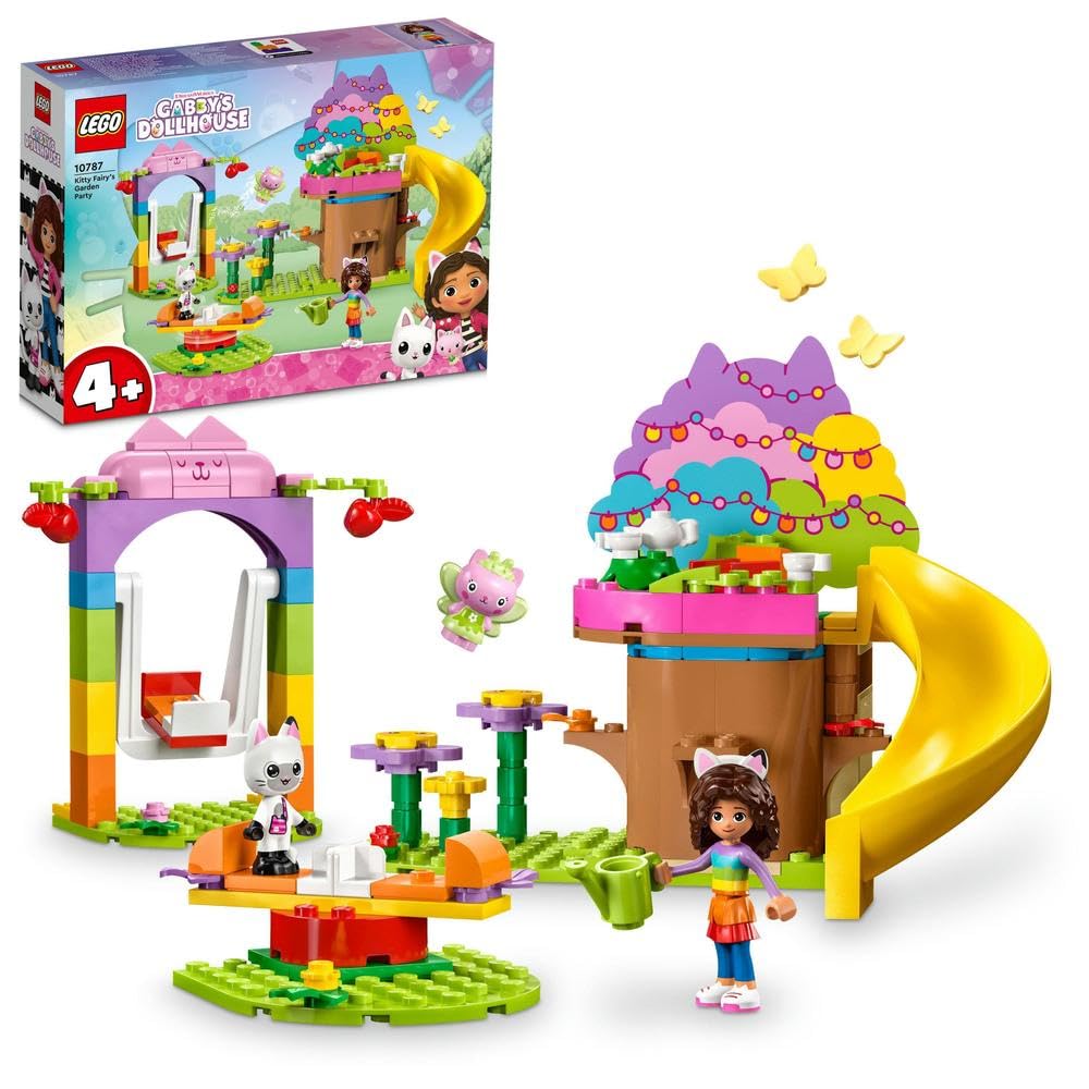 LEGO 10787 Gabby's Dollhouse Kitty Fairy's Garden Party Toy Playset with Gabby & Pandy Paws Figures plus Tree House, Swing, Slide & Roundabout, Gift for Girls, Boys, Kids 4+ Years Old (Pre-Order Now)