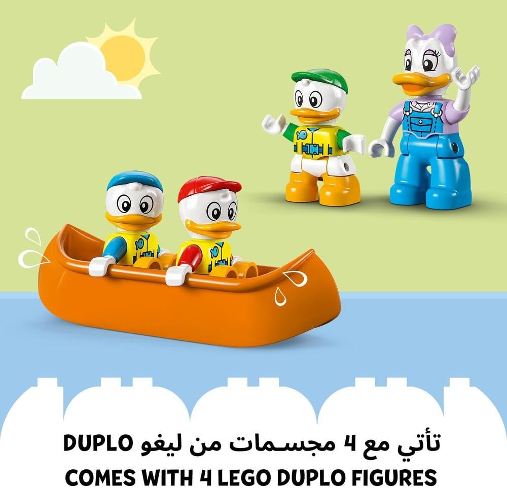 LEGO 10997 DUPLO Disney Mickey and Friends Camping Adventure Set with Campervan Car Toy, Canoe and Daisy Duck Figure, Gift for 2 + Years Old Toddlers, Girls, Boys