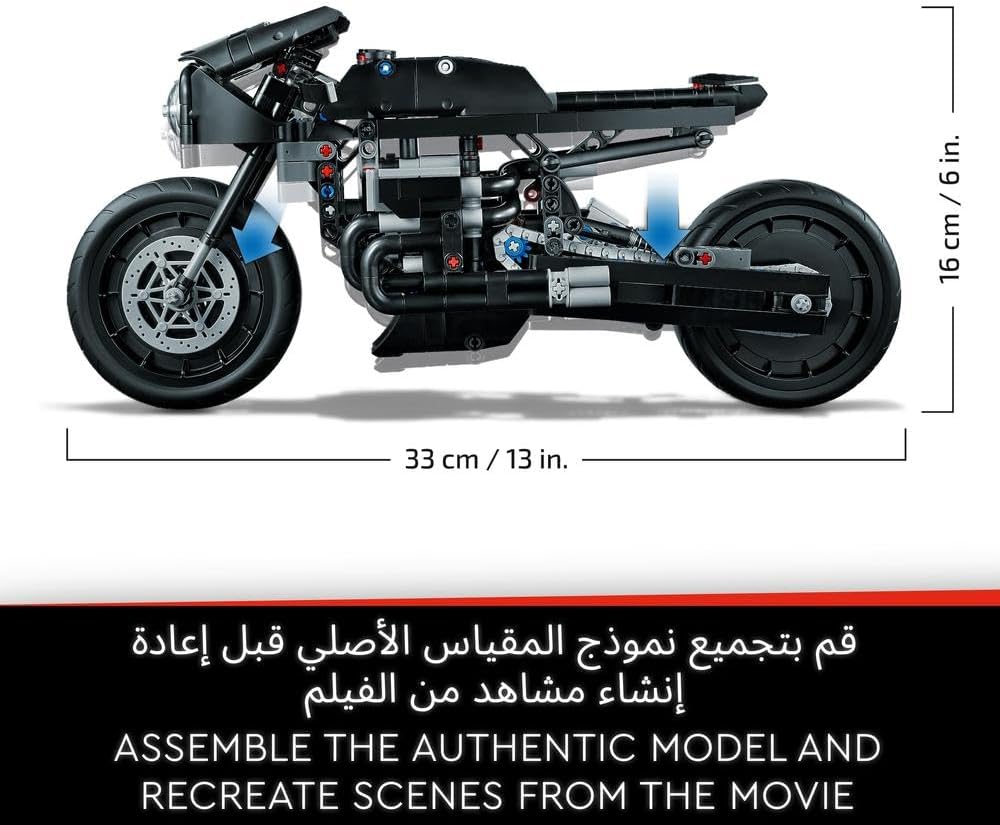 LEGO 42155 Technic THE BATMAN – BATCYCLE Set, Collectible Toy Motorbike, Scale Model Building Kit of the Iconic Super Hero Bike from 2022 Movie