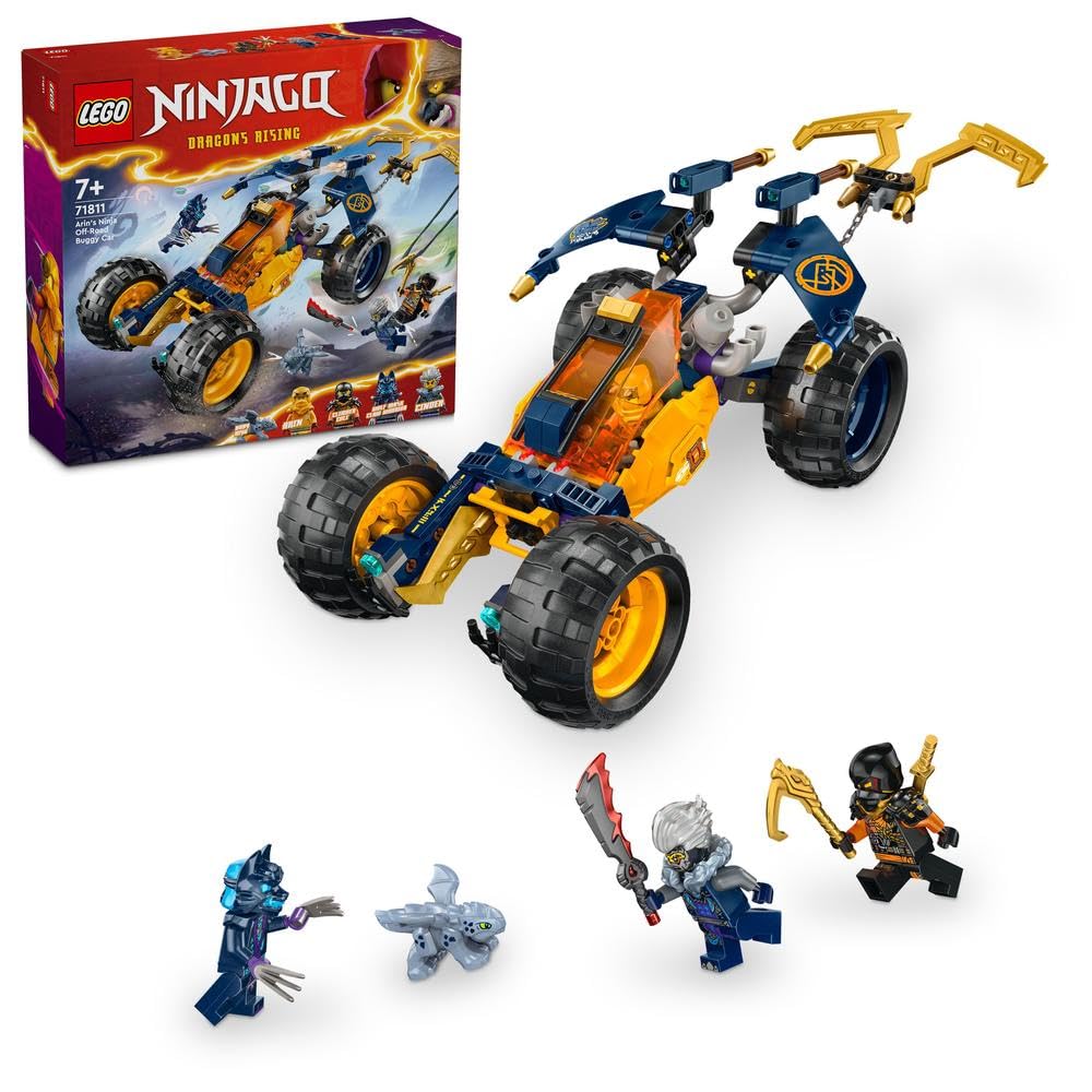 LEGO NINJAGO Arin’s Ninja Off-Road Buggy Car Toy, Dragons Rising Set with Dragon Figure and 4 Ninja Character Minifigures for 7 Plus Year Old Kids, Boys & Girls, Vehicle Model, Gift Idea 71811