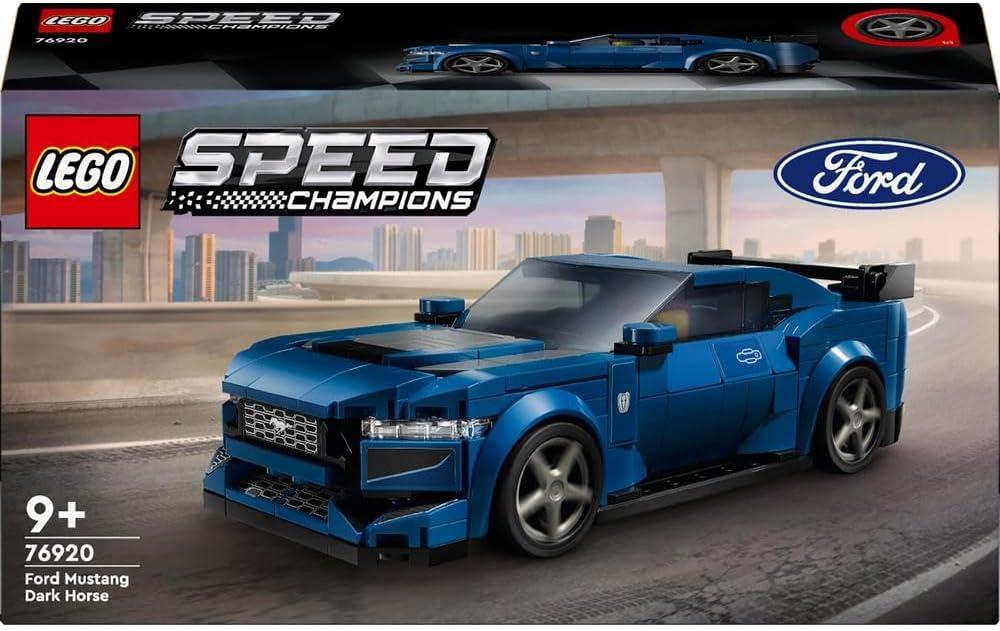 LEGO Speed Champions Ford Mustang Dark Horse Sports Car Toy Vehicle for 9 Plus Year Old Boys & Girls, Buildable Model Set with Driver Minifigure, Kids' Bedroom Decoration, Birthday Gift Idea 76920