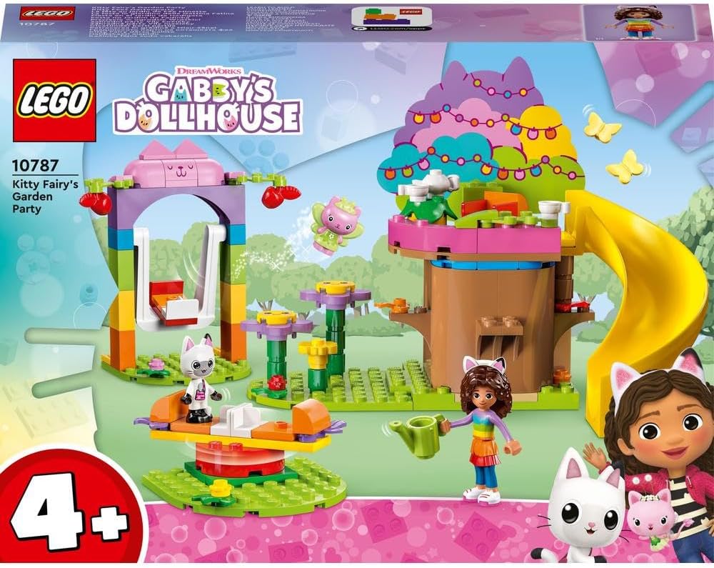 LEGO 10787 Gabby's Dollhouse Kitty Fairy's Garden Party Toy Playset with Gabby & Pandy Paws Figures plus Tree House, Swing, Slide & Roundabout, Gift for Girls, Boys, Kids 4+ Years Old (Pre-Order Now)