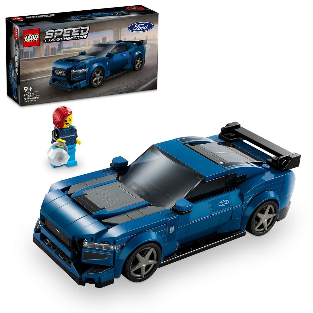 LEGO Speed Champions Ford Mustang Dark Horse Sports Car Toy Vehicle for 9 Plus Year Old Boys & Girls, Buildable Model Set with Driver Minifigure, Kids' Bedroom Decoration, Birthday Gift Idea 76920