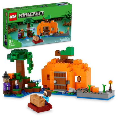 LEGO 21248 Minecraft The Pumpkin Farm Set, Buildable House Toy with a Frog, Boat, Treasure Chest plus Steve and Witch Figures, Swamp Biome Action Toys, Gift for Kids, Boys, Girls