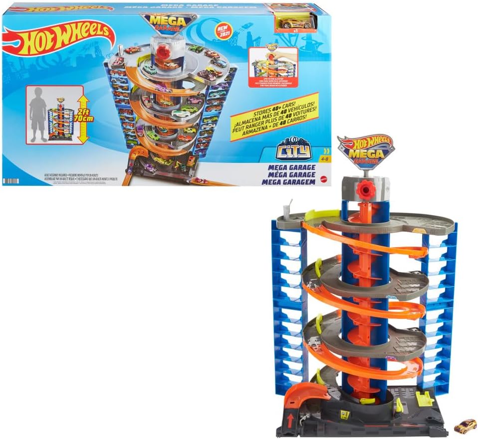 Hot Wheels City Mega Garage Playset with 1 Vehicle for Kids 4 Years & Older