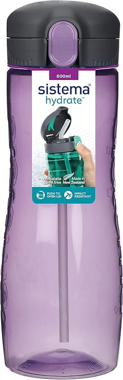 Sistema Tritan Quick Flip Bottle, Quick Flip Lid, Hydration Bottle, Lightweight, Travel-Friendly Assorted 1 Piece - 800 ML