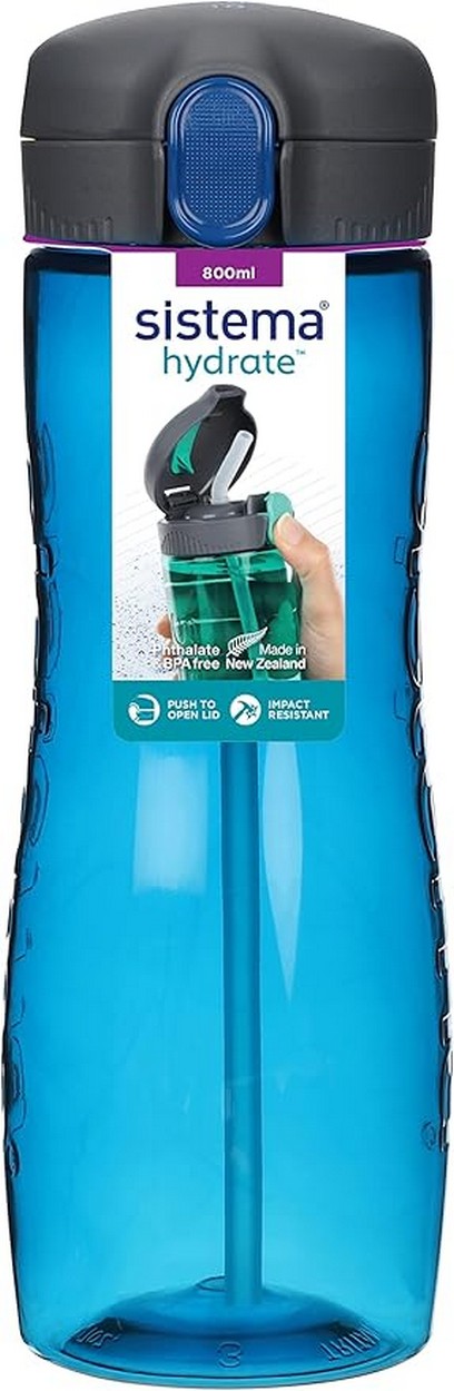 Sistema Tritan Quick Flip Bottle, Quick Flip Lid, Hydration Bottle, Lightweight, Travel-Friendly Assorted 1 Piece - 800 ML