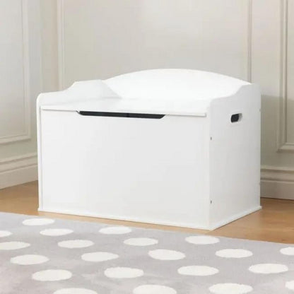 Homesmiths White Wooden Toy Box Storage Bench with Lid - Playroom Organizer for Kids & Toddlers, 76.2cm x 45.72cm x 53.97cm, Ideal for Boys & Girls' Room