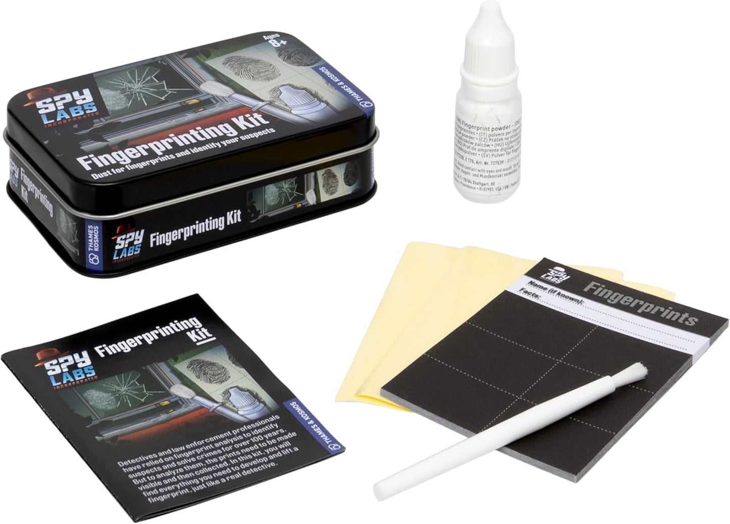 Thames & Kosmos Spy Labs Inc: Fingerprinting Kit Identify, Collect, Analyze Fingerprint Evidence | Essential Tools and Tricks of The Trade from The Detective Gear Experts for Young Investigators