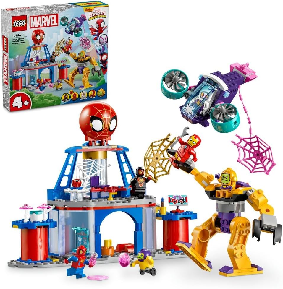 LEGO Marvel Spidey and his Amazing Friends Team Spidey Web Spinner Headquarters Super Hero Building Toy, Vehicle Set, Gift for 4 Plus Year Old Kids, Boys, Girls and Fans of the Disney+ Show 10794