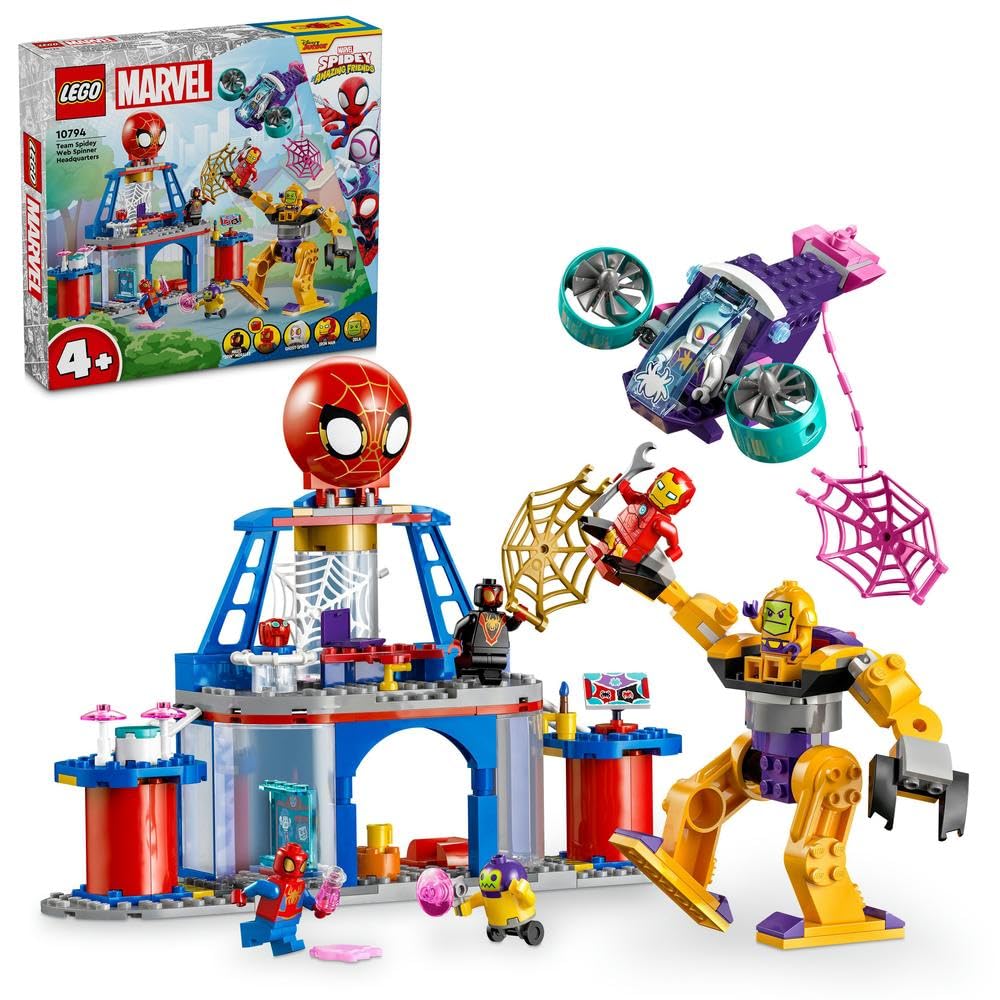 LEGO Marvel Spidey and his Amazing Friends Team Spidey Web Spinner Headquarters Super Hero Building Toy, Vehicle Set, Gift for 4 Plus Year Old Kids, Boys, Girls and Fans of the Disney+ Show 10794