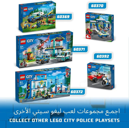 LEGO 60370 City Police Station Chase Playset with Car Toy and Motorbike, Breakout Jail, 4 Minifigures and Dog Figure, Toys for Kids, Boys & Girls 4 Plus Years Old