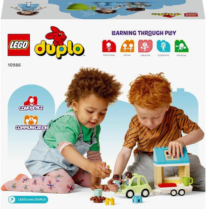 LEGO 10986 DUPLO Family House on Wheels with Toy Car for Toddlers 2 Plus Year Old Boys and Girls, Preschool Learning Toys, Large Bricks Camping Set