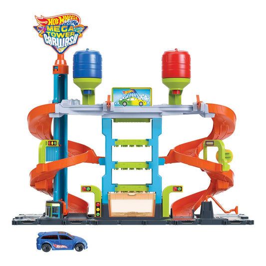 Hot Wheels City Mega Car Wash with 1 Color Shifters Car, Toy for Kids