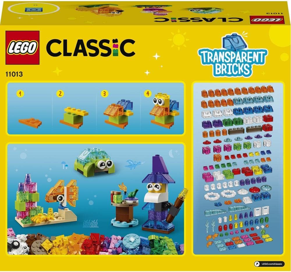 Lego 11013 Classic Creative Transparent Bricks Building Set With Animals For Kids 4+