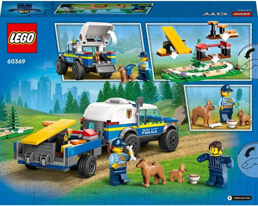 LEGO 60369 City Mobile Police Dog Training Set, SUV Toy Car with Trailer, Obstacle Course and Puppy Figures, Animal Playset for Boys and Girls Aged 5 Plus