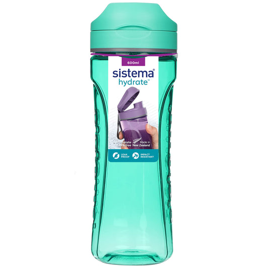 Sistema Hydrate Tritan Swift Water Bottle | 600 ml | Leakproof Water Bottle | BPA-Free | Recyclable with TerraCycle®| Assorted Colours