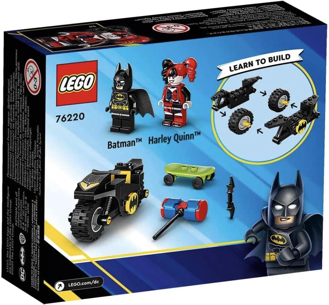 LEGO 76220 DC Batman vs. Harley Quinn Action Figures and Motorcycle Toy, with Batarang Accessory, Kids Toy, Boys and Girls 4+ Years Old